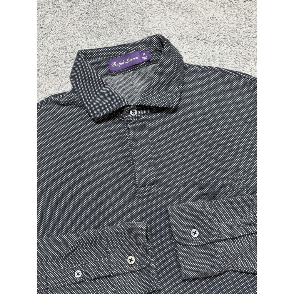 Ralph Lauren Purple Label M Pique Knit Pima Cotton Birdseye Polo Shirt Jet Black